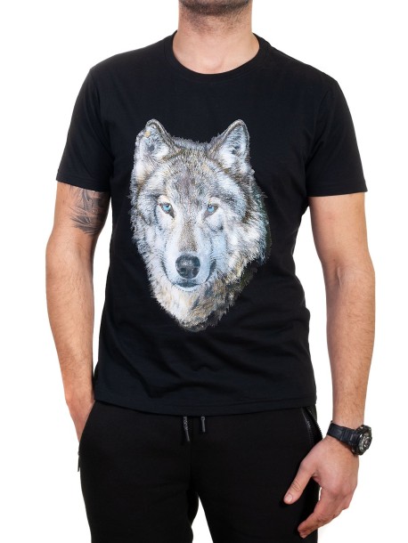 T-shirt męski z nadrukiem wilka