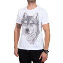 Biały męski t-shirt z motywem wilka