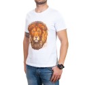 Biały męski t-shirt z motywem lwa