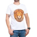 Biały męski t-shirt z motywem lwa