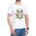 Biały męski t-shirt z motywem marihuany