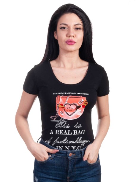 Czarne damskie t-shirty z wyciętym tyłem
