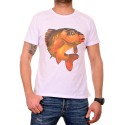 Biały męski t-shirt z nadrukiem karpia