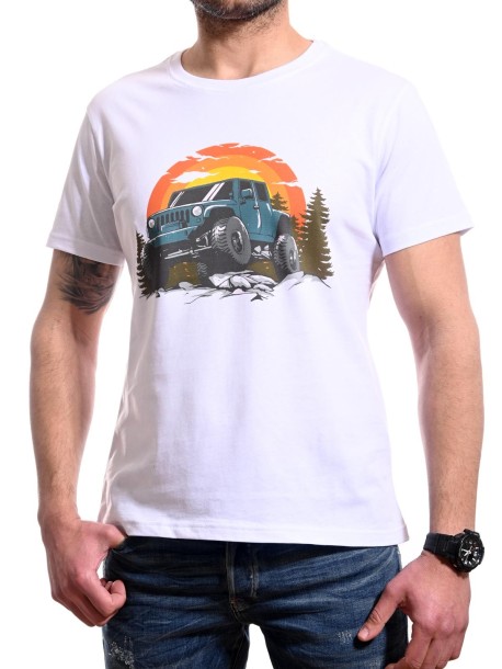 Biały T-shirt Offroad | Vodo