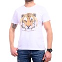 Biały męski t-shirt z motywem tygrysa