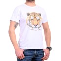Biały męski t-shirt z motywem tygrysa