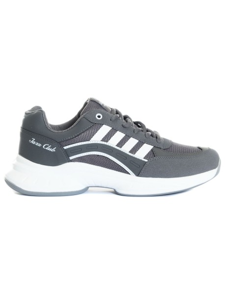 Szare męskie buty sportowe z białymi paskami