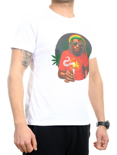 Biała męska koszulka Bob Marley