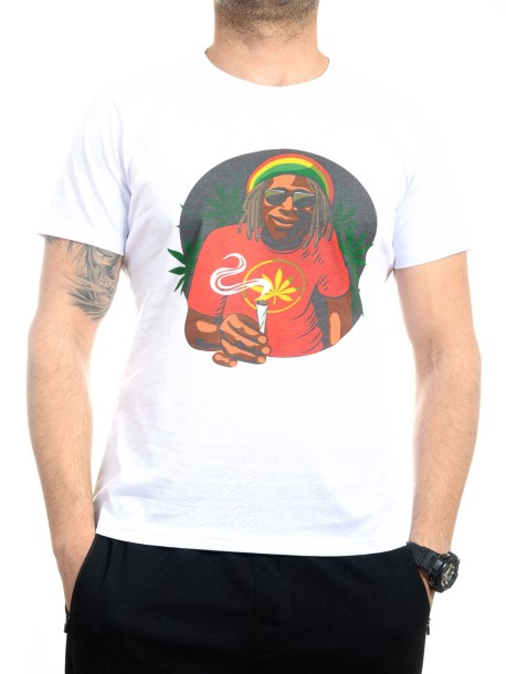 Biała męska koszulka Bob Marley