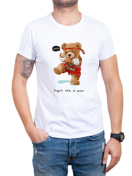 Męska koszulka w białym kolorze z nadrukiem "Fight"