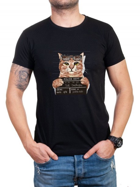 Męska czarna koszulka "Gangsta Cat"