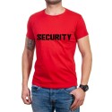 Czerwona koszulka firmy Security