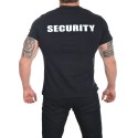 T-shirt z napisem "Ochrona" na plecach