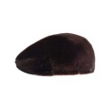 Czapka typu "beret" w ciemnobrązowym kolorze, wykonana z futra norek