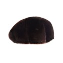 Czapka typu "beret" w ciemnobrązowym kolorze, wykonana z futra norek