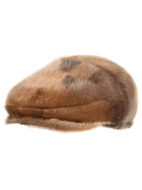 Jasnobrązowa czapka typu "beanie" z futra norek