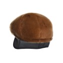 Jasnobrązowa czapka typu "beanie" z futra norek
