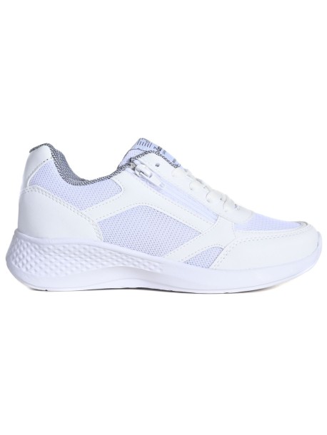 Białe damskie buty sportowe z zamkiem