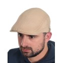 Męska czapka typu "flat cap" z denimu w kolorze beżowym