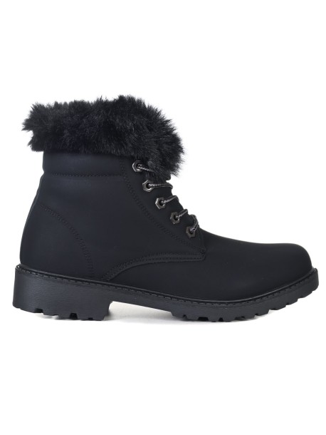 Czarne damskie buty zimowe z futrem