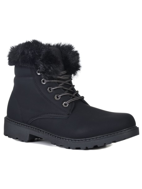 Czarne damskie buty zimowe z futrem