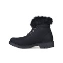 Czarne damskie buty zimowe z futrem