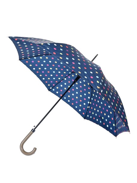 Ciemnoniebieski parasol w grochy