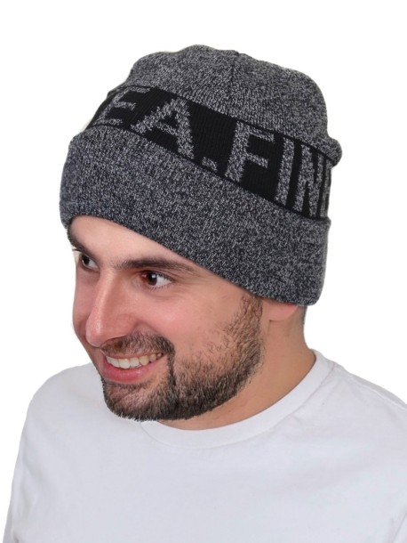 Męska zimowa czapka w kolorze szarym