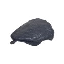 Męska czapka typu "casquette" z naturalnej skóry – niebieski kolor