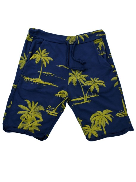 Niebieskie bawełniane spodenki z motywem palm