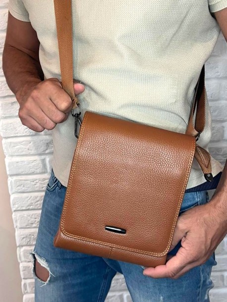 Elegancka męska torba w jasnobrązowym kolorze
