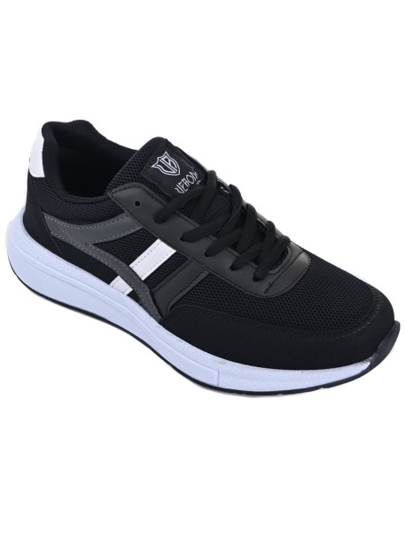 Czarne buty sportowe z białą podeszwą marki Veron