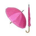 Różowy damski parasol w grochy