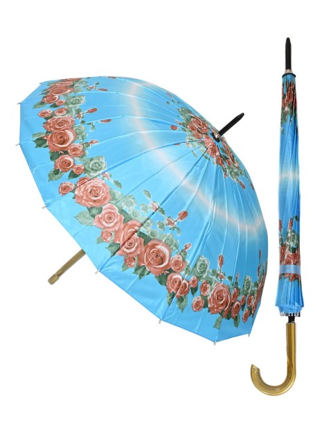 Elegancki damski parasol z motywem kwiatowym