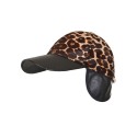 Czapka damska z naturalnej skóry w leopardzi wzór