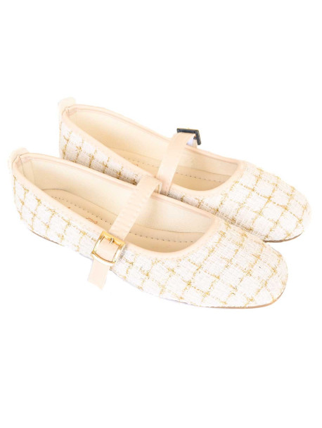 Damskie niskie buty – baleriny z tkaniny boucle | Vodo