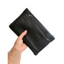 Czarna męska saszetka typu clutch ze skóry naturalnej