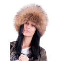 Czapka z futra lisicy w kolorze brązowym