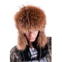 Czapka z futra lisa damska – brązowa