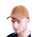 Czapka z weluru, wykonana ze skóry naturalnej, kolor beżowy (kamel)