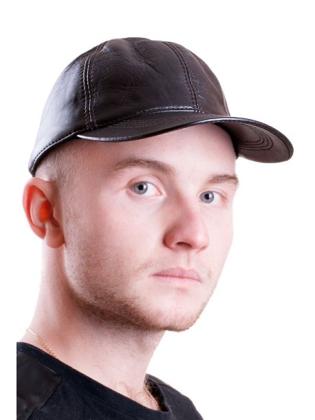 Męska czapka skórzana z daszkiem