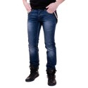 Niebieskie męskie jeansy z szelkami