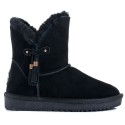 Czarne buty z naturalnym futrem karakułowym