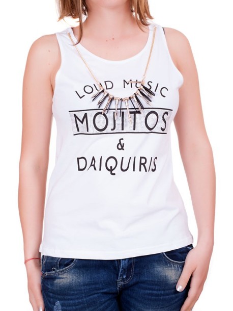 Biała koszulka typu tank top "Mojitos"