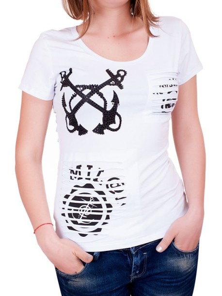 Biały t-shirt z efektownym tyłem