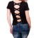 Czarne damskie t-shirty z wyciętym tyłem
