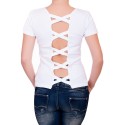 Biały t-shirt z wyciętym tyłem