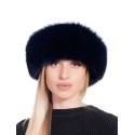 Czapka damska z futra lisa – kolor niebieski