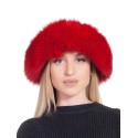 Czapka damska z futra lisa – czerwona