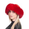 Czapka damska z futra lisa – czerwona